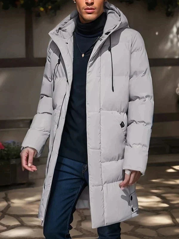 Men’s Puffer Winter Jacket - Hooded Longline Design