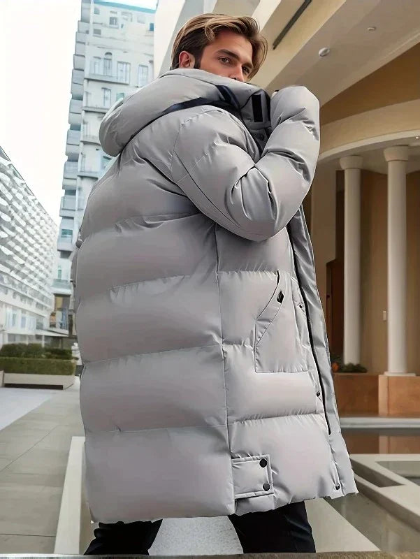 Men’s Puffer Winter Jacket - Hooded Longline Design