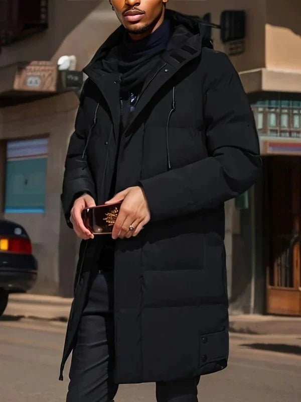Men’s Puffer Winter Jacket - Hooded Longline Design