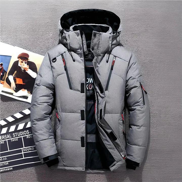 Men's Winter Puffer Jacket - Hooded Insulated Outdoor Design