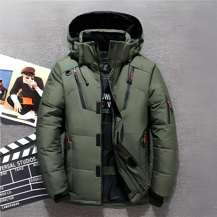 Men's Winter Puffer Jacket - Hooded Insulated Outdoor Design