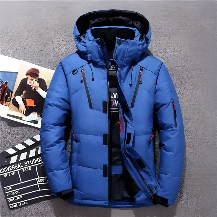 Men's Winter Puffer Jacket - Hooded Insulated Outdoor Design