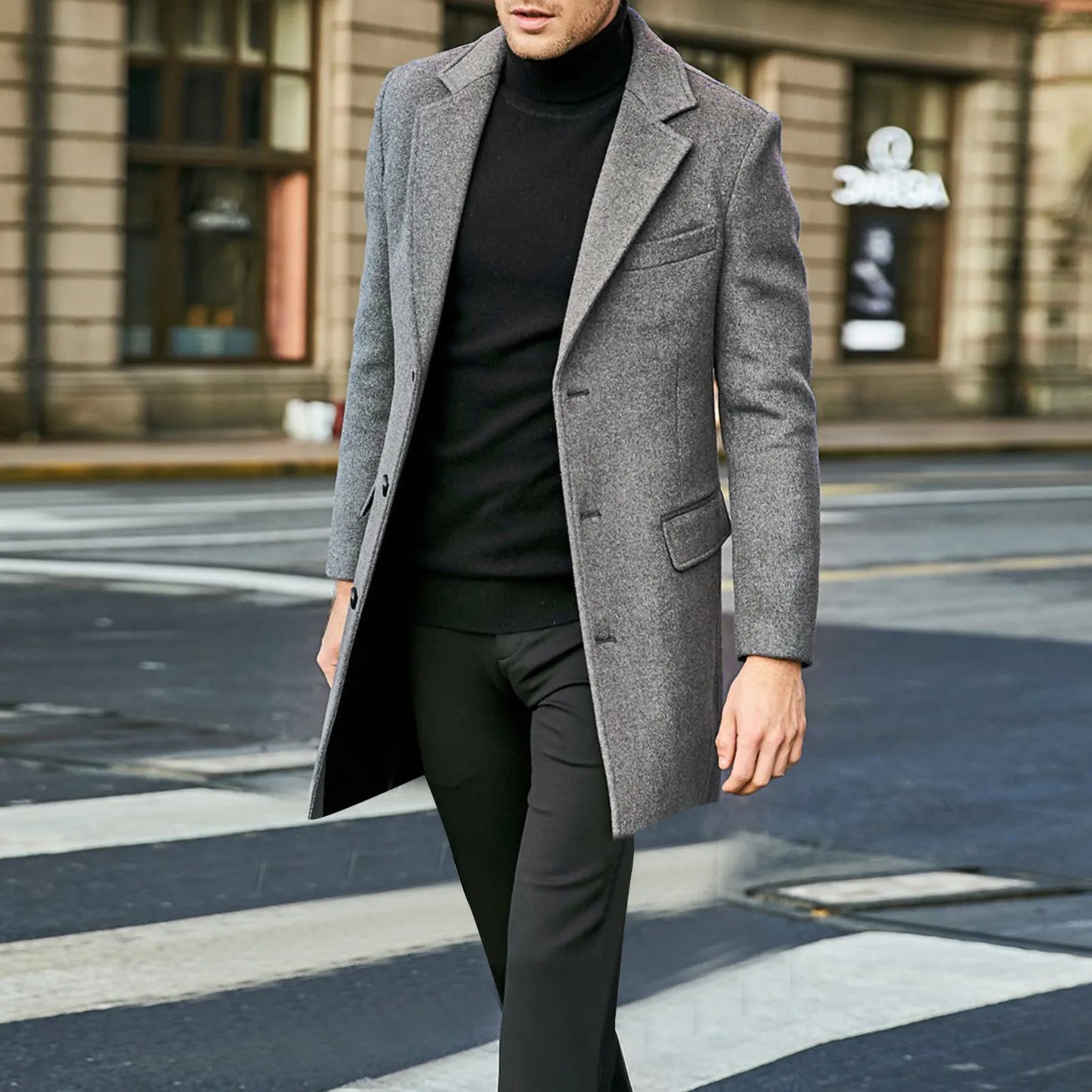 Keith | Men's Long Coat Single-Breasted Overcoat