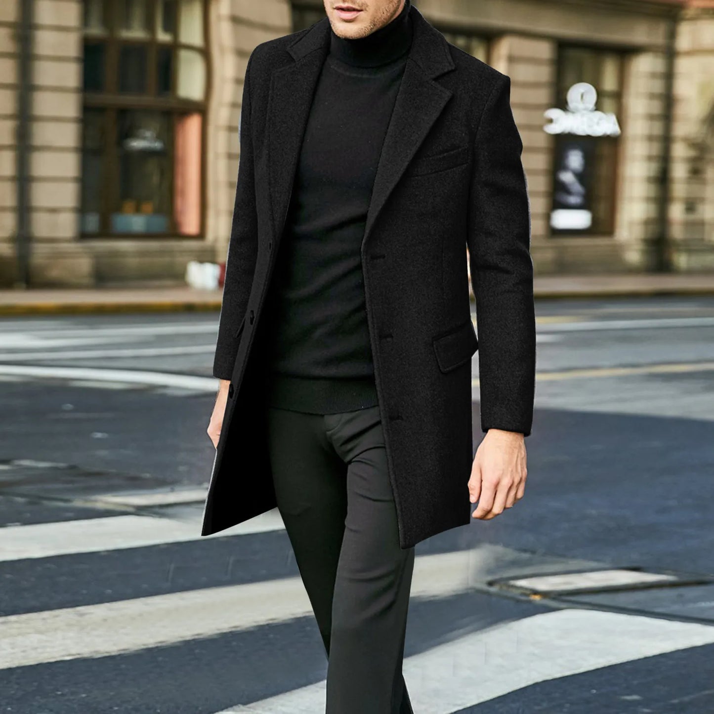 Keith | Men's Long Coat Single-Breasted Overcoat