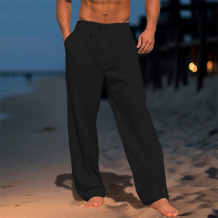 Jonas | Men's Relaxed Fit Trousers – Drawstring Waist & Pleated Front