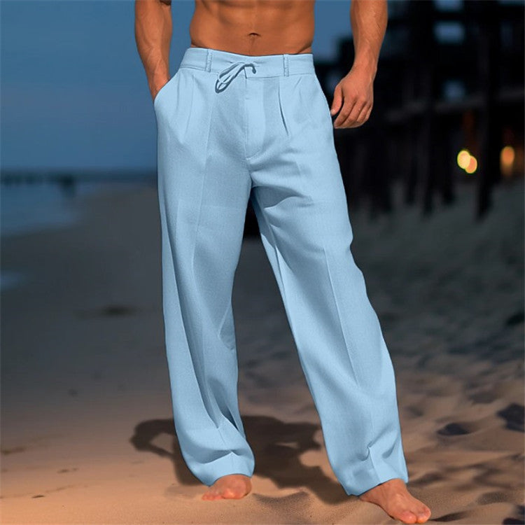 Jonas | Men's Relaxed Fit Trousers – Drawstring Waist & Pleated Front