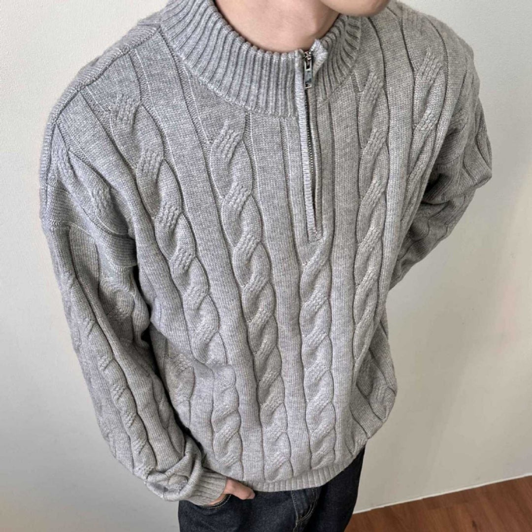 Men's Quarter-Zip Cable Knit Sweater