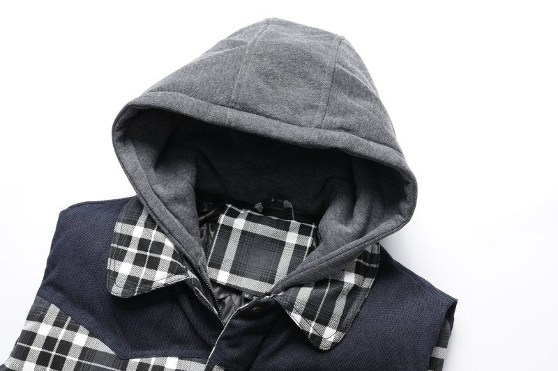 Miles | Men's Hooded Plaid Puffer Vest
