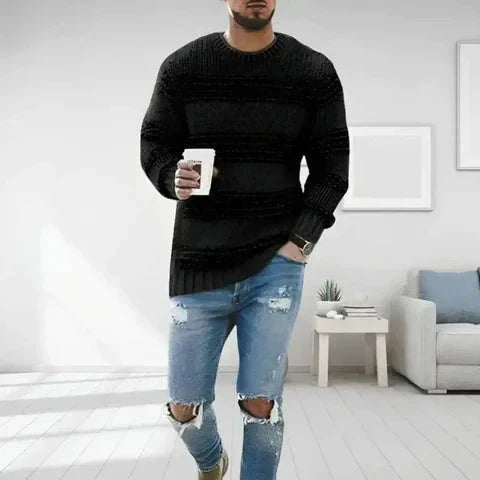 Elliott | Men's Striped Crew Neck Long Sleeve Sweater