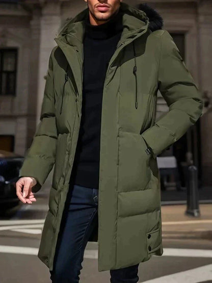 Men’s Puffer Winter Jacket - Hooded Longline Design