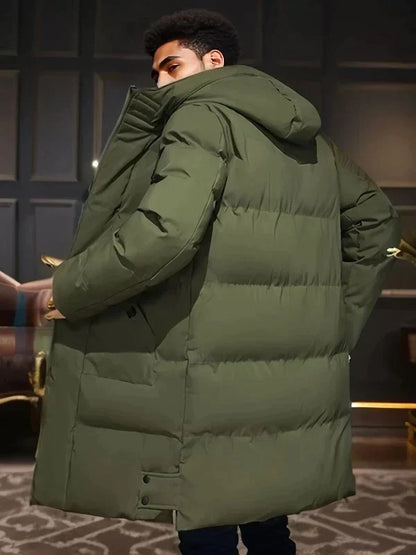 Men’s Puffer Winter Jacket - Hooded Longline Design