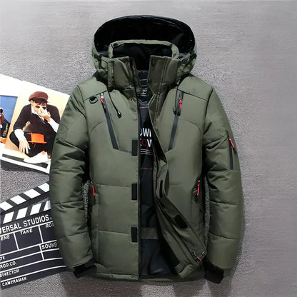 Men's Winter Puffer Jacket - Hooded Insulated Outdoor Design