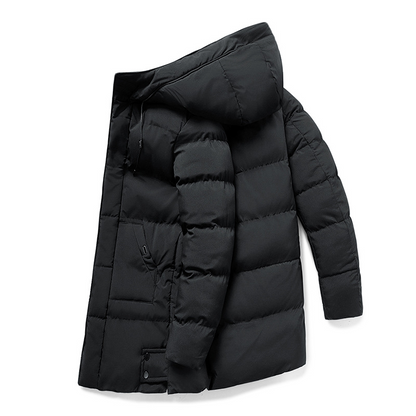 Men’s Puffer Winter Jacket - Hooded Longline Design