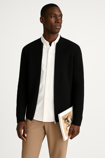 Morgan | Men's Zip Up Ribbed Sweater