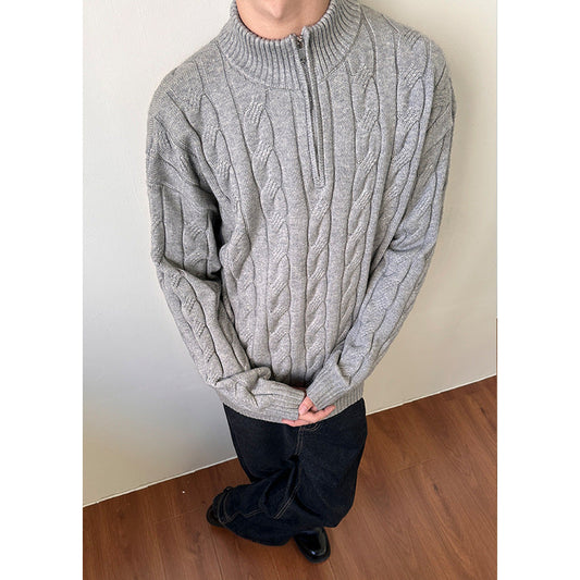 Men's Quarter-Zip Cable Knit Sweater