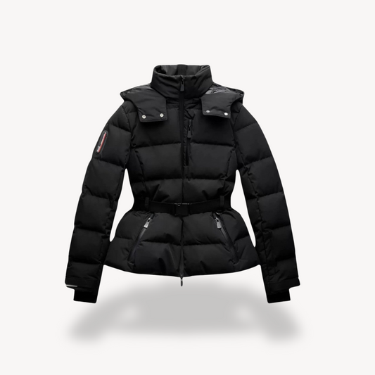 Women's Puffer Jacket – Belted, Water-Resistant