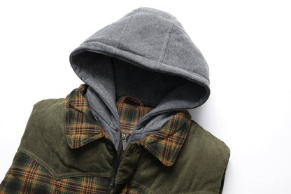 Miles | Men's Hooded Plaid Puffer Vest