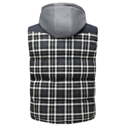 Miles | Men's Hooded Plaid Puffer Vest
