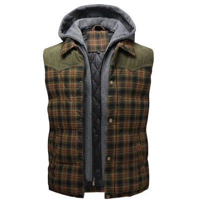 Miles | Men's Hooded Plaid Puffer Vest