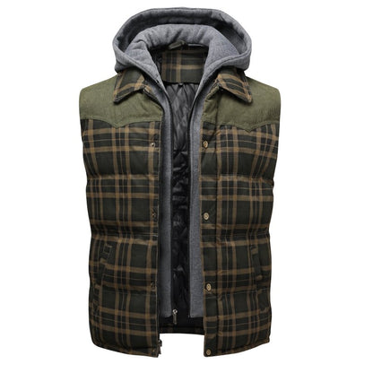 Miles | Men's Hooded Plaid Puffer Vest
