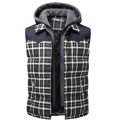 Miles | Men's Hooded Plaid Puffer Vest